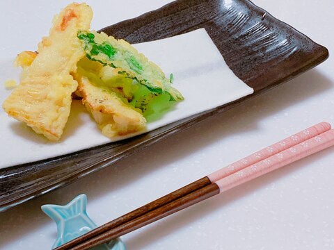 下味の付いた筍の天ぷら